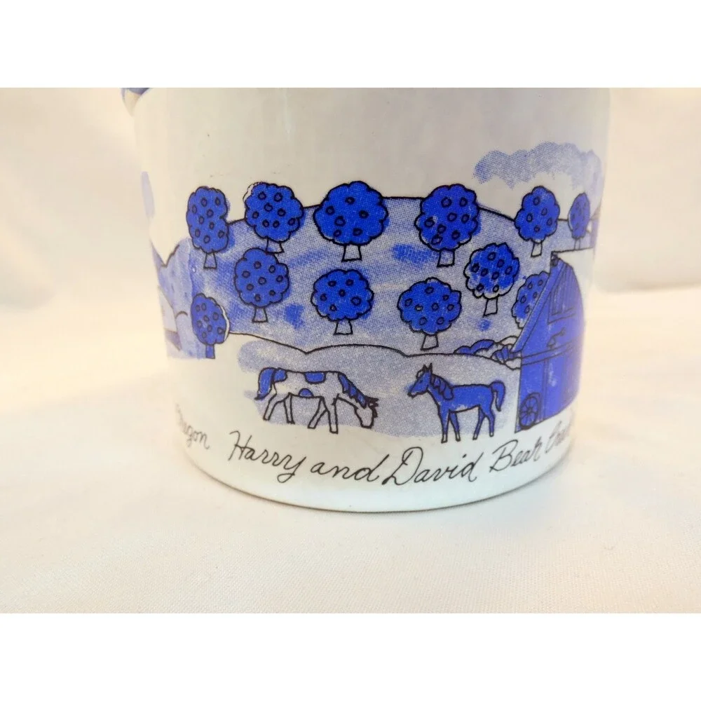 Harry & David Bear Creek Orchards Blue & White Jam Jar 5